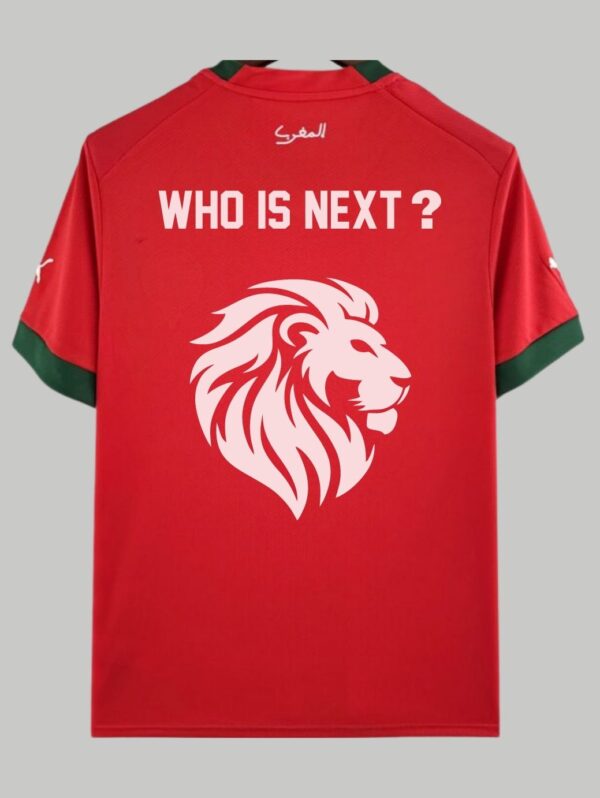 Maillot de L’équipe du maroc de football "Who is Next" version 2 | Maillot du Maroc Rouge
